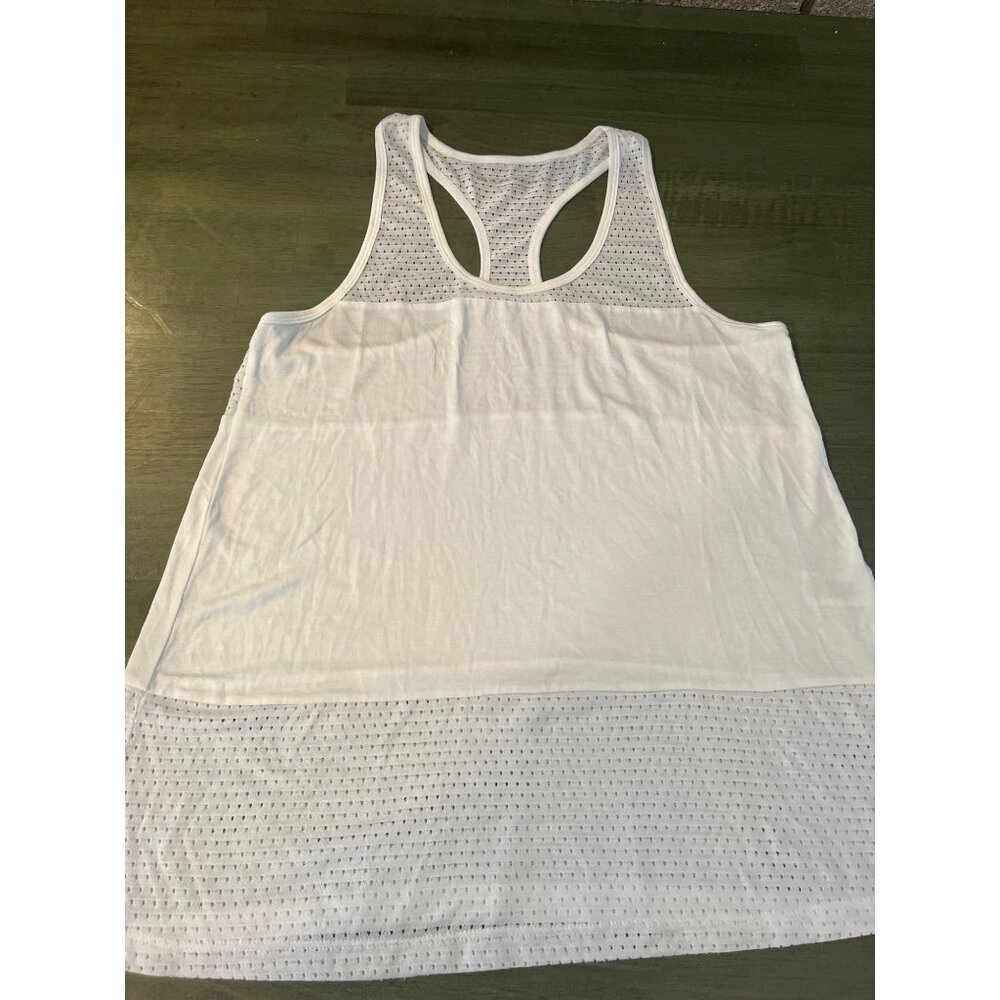Beyond Yoga White Racerback Perforated Tank Top Womens Lightweight Breathable St